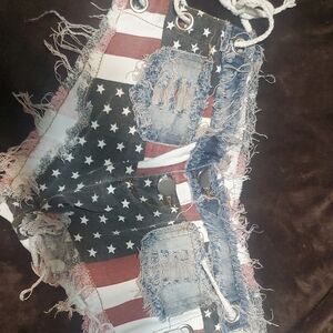 American Flag Denim Shorts